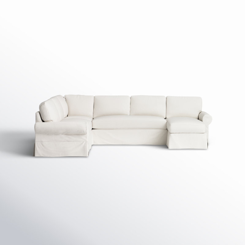 Porter Upholstered U-Sectional, Right Hand Facing, Conversation Linen Basketweave