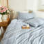XINMIANFANG Striped Duvet Cover Set 100% Washed Cotton Linen Like Textured Vertical Stripes Bedding Comfy Breathable-125054636-128865736