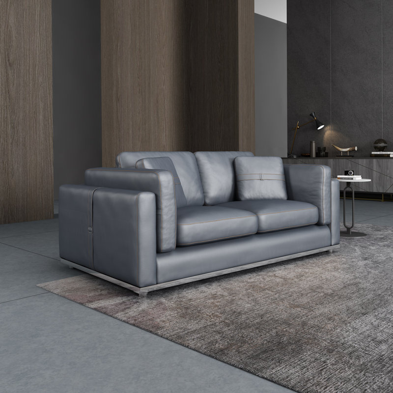 Picasso Loveseat, Gray Genuine Leather