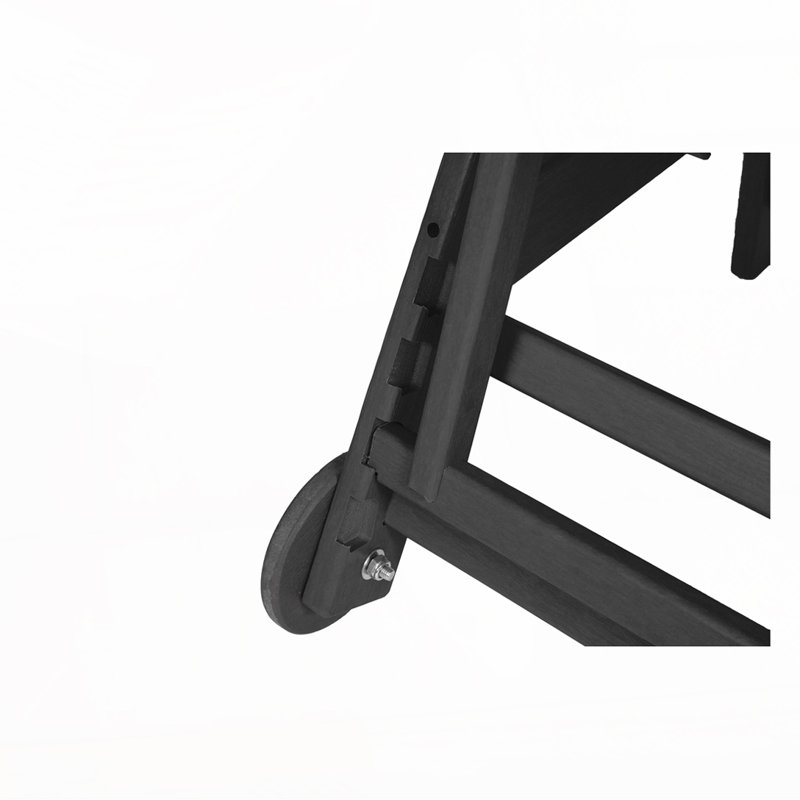 Chaise longue d'extérieur avec table d'appoint, Noir