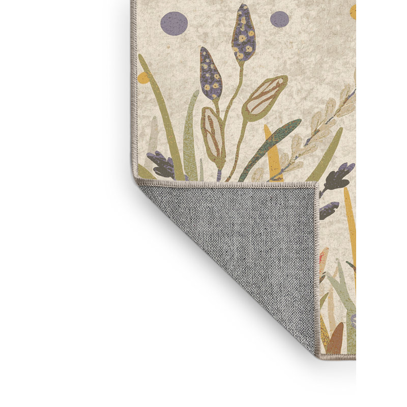 Machine Washable Karlov Easter Modern & Contemporary Abstract Rug in Beige – Beige Binding, 6x9