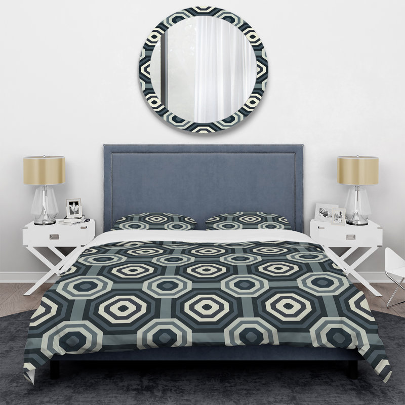 Ensemble de housse de couette transitionnel gris et noir géométrique, Housse de couette très grand et 2 très grandes t