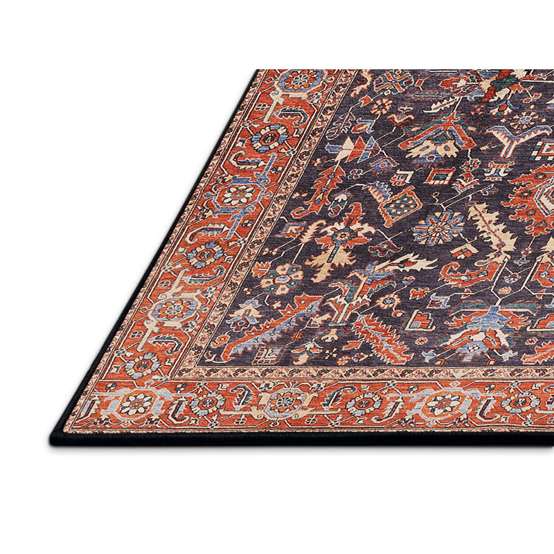 Tapis oriental bleu marine / rouge, Rectangle 5 pi x 8 pi