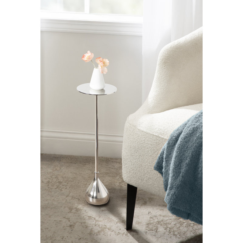 Hersi Modern Round Metal Drink Table, Silver