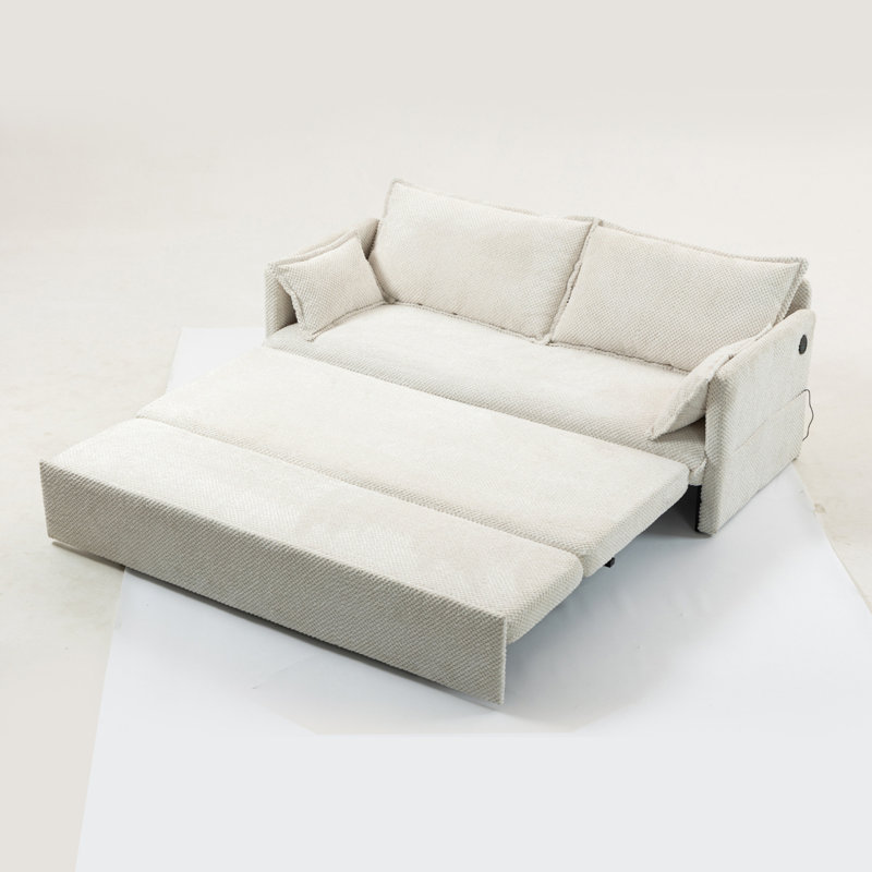 59.5Inch Out Sofa Bed,Corduroy Convertible Sleeper Sofa Couch,Side Storage,And USB/C-TYPE Charging Ports Chair For Living Room,Bedroom,Apartment