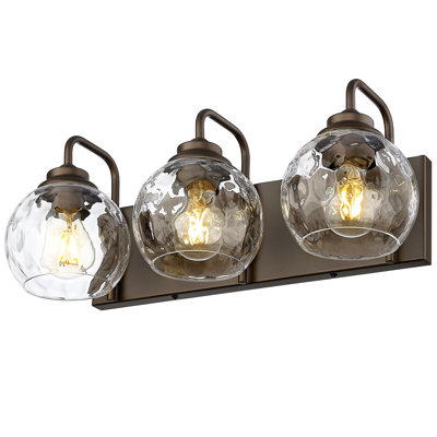 3-Light Dimmable Vanity Light With Globe Harmmed Glass Shade