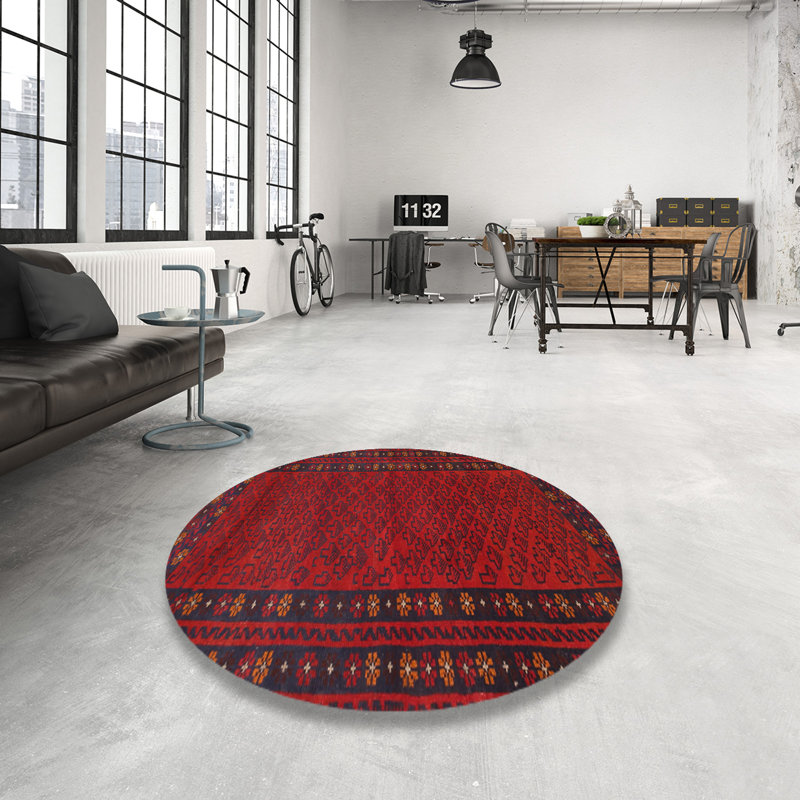 Tapis rouge à motif sud-ouest, Rond 8 pi