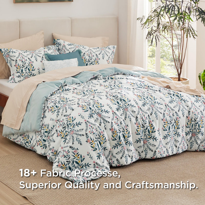 Ensemble de housse de couette réversible 100% coton avec fermeture à glissière, Bleu aqua