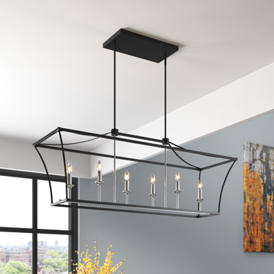 Luminaire suspendu linéaire à 6 lumières pour îlot de cuisine Klahn