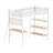 3-Shelf Twin Workstation Loft Bed With Wood-Look Veneer And Open Shelves In Matte White For Bedroom Functionality Style Metal Full Guardrails Mesh Panel Design Aesthetics