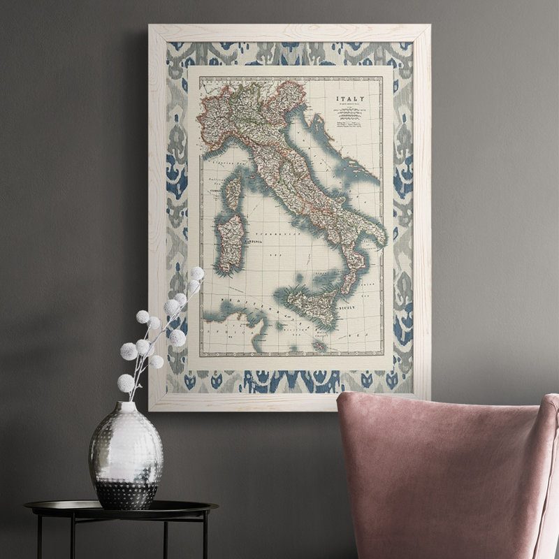 " Bordered Map Of Italy ", White, 37.5" H x 27.5" W x 1" D