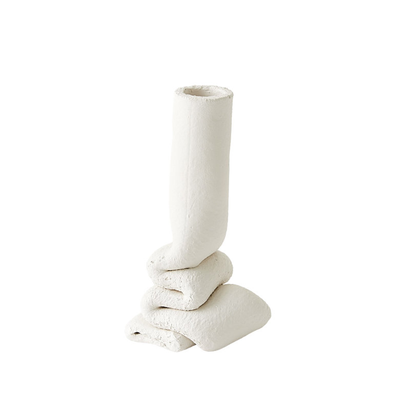 Squoze Handmade Ceramic Table Vase, 9" H x 5" W x 4.5" D, White
