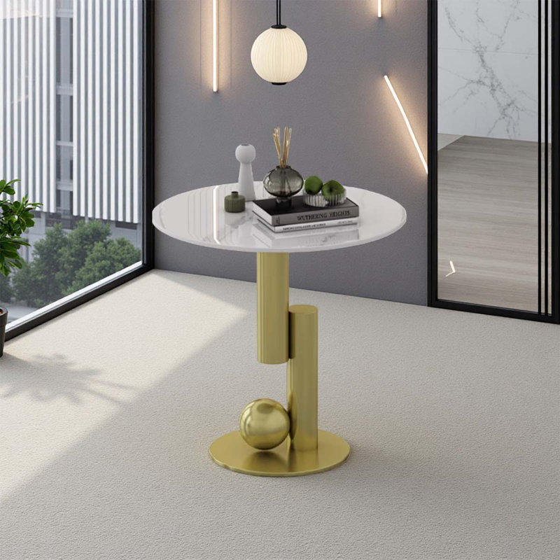Round white granite reception coffee table