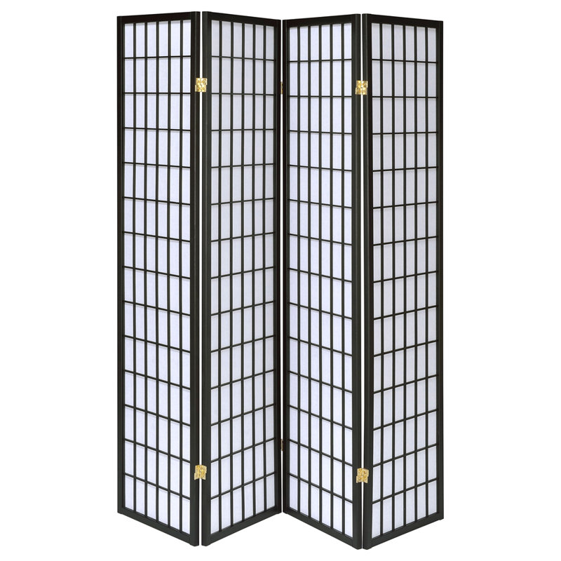 Paravent pliable 4 panneaux Sartre, Noir