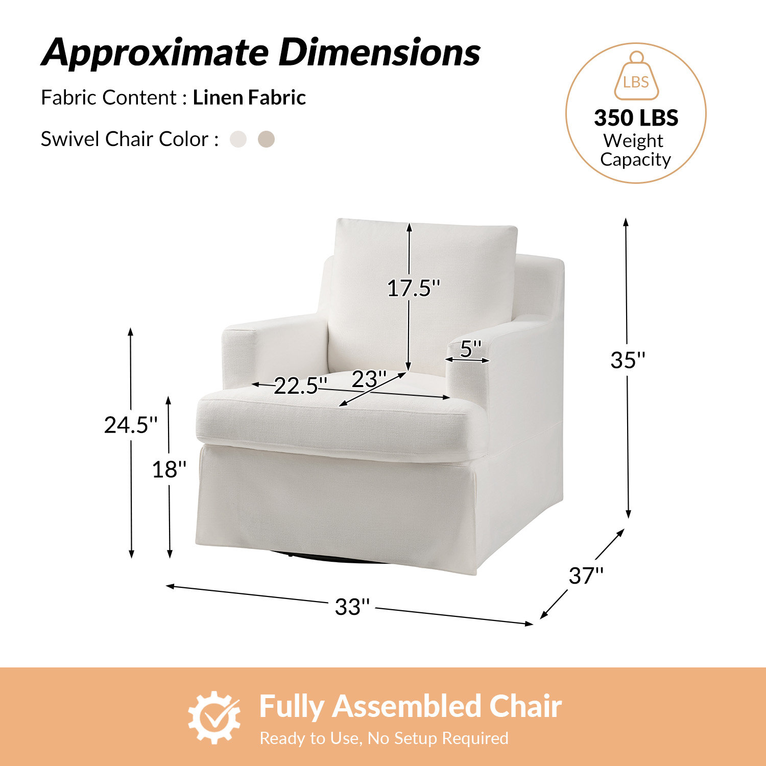 Lucie Swivel Armchair, White
