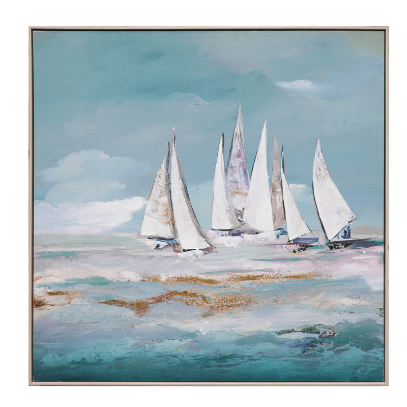 Régate sarcelle - Reproduction d'art sur toile encadrée