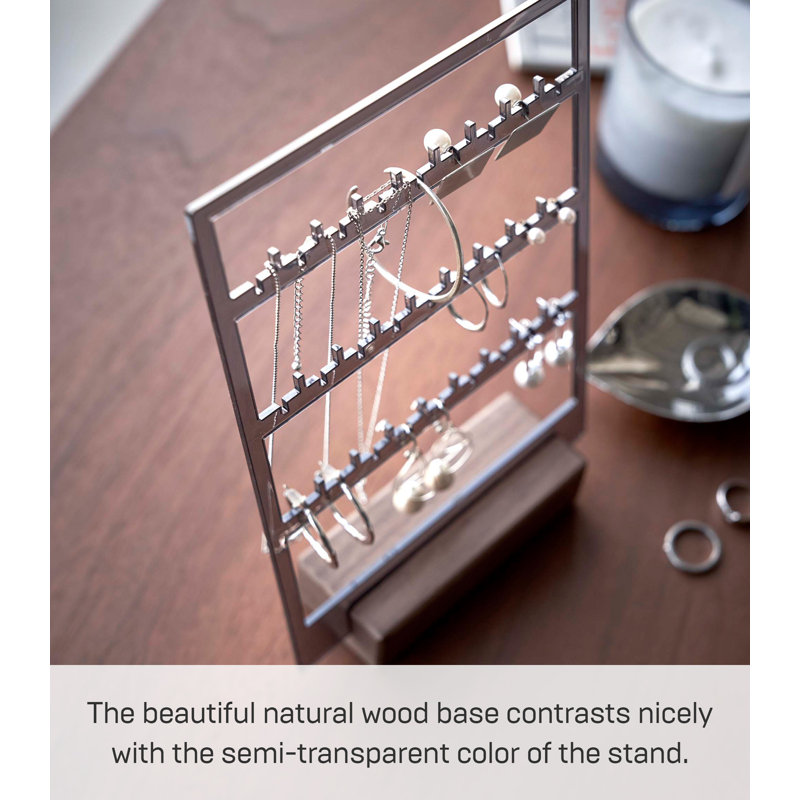 Slim Walnut Wood Jewelry Organizer for Women