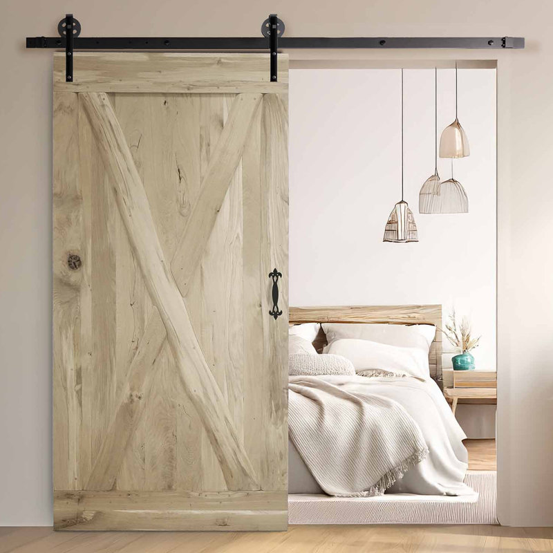 Lauryn Solid Oak Barn Door Prefinished, 100cm H x 220cm W x 4cm D, Unfinished