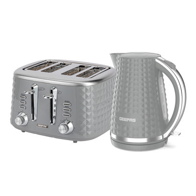 Geepas 4 Slice Bread Toaster & 1.7L Cordless Kettle Combo Set