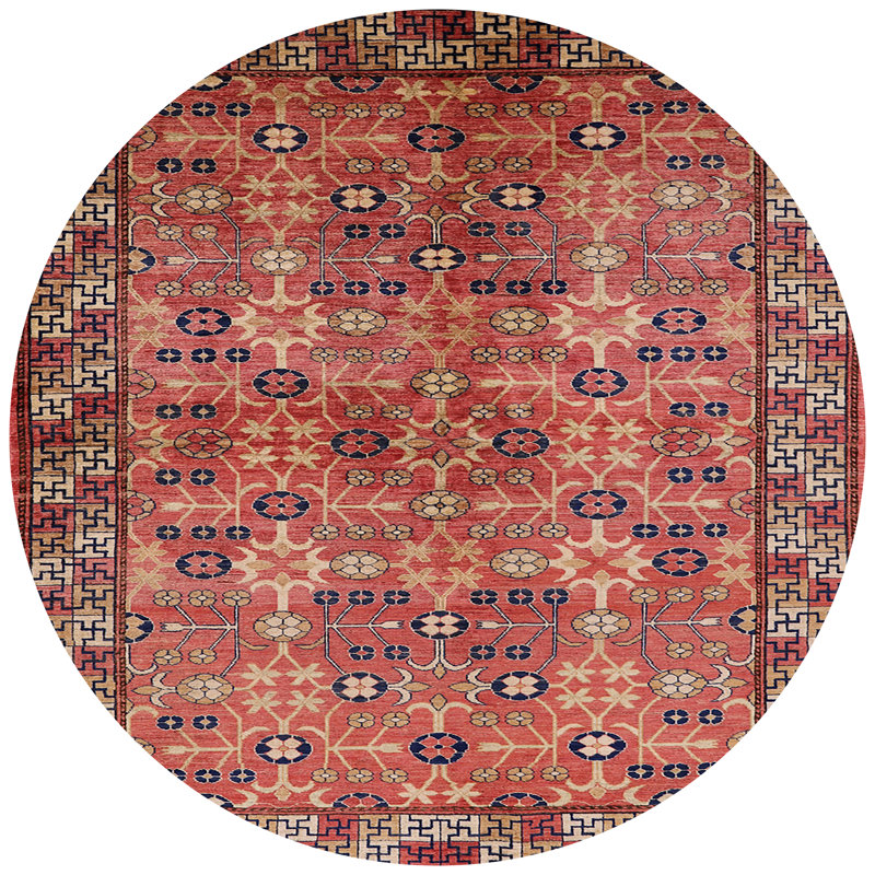 Tapis de style oriental rouge, Rond 4 pi