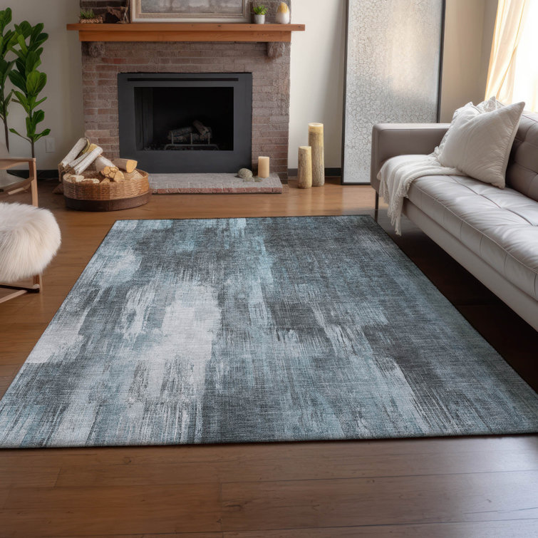 Premium Machine Washable Cerrito AMF567 Teal Rug