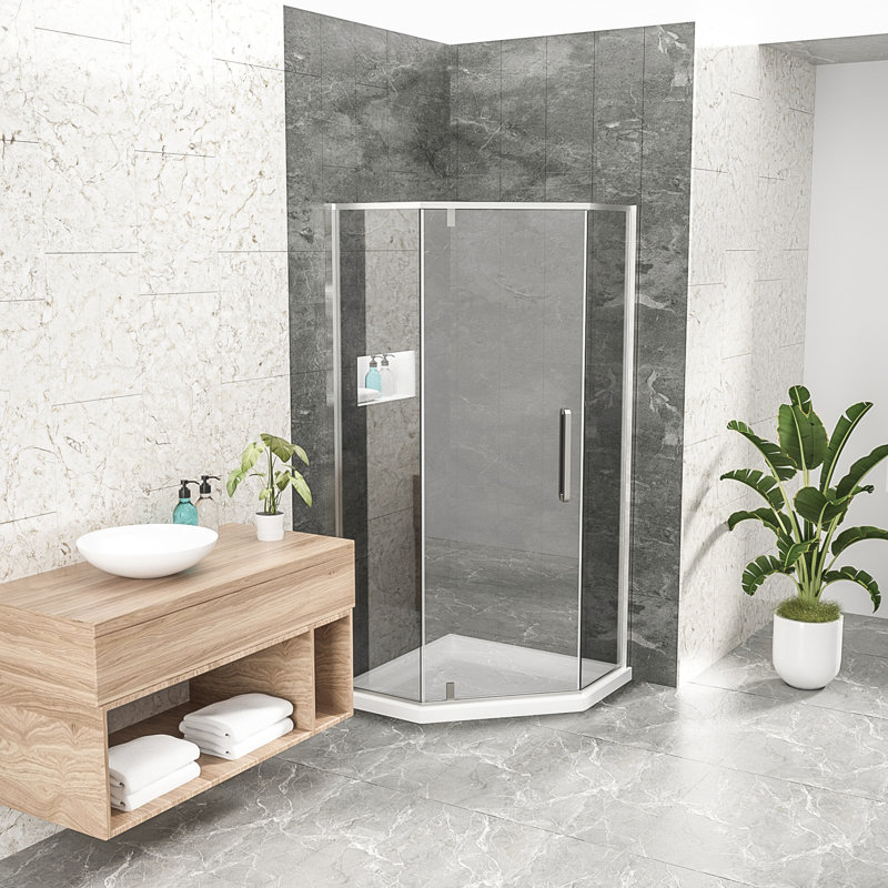 Cabine de douche à charnière néo-angle 34-1 / 8 "X 72" à charnière néo-angle, chrome, Chrome