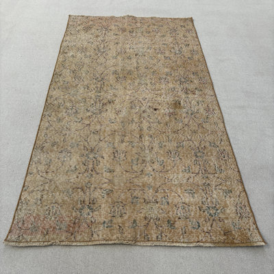 Vintage Wool Patchwork Accent Rug, 42.9x78 Inch Beige Rug
