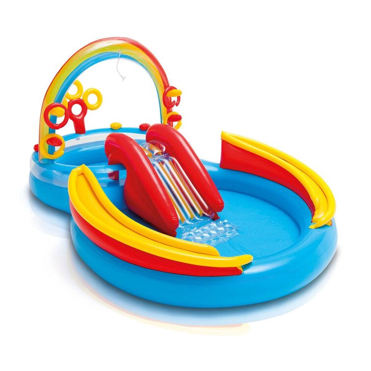 Intex Inflatable Rainbow Ring Water Play Center & Ocean Play Center Kiddie Pool