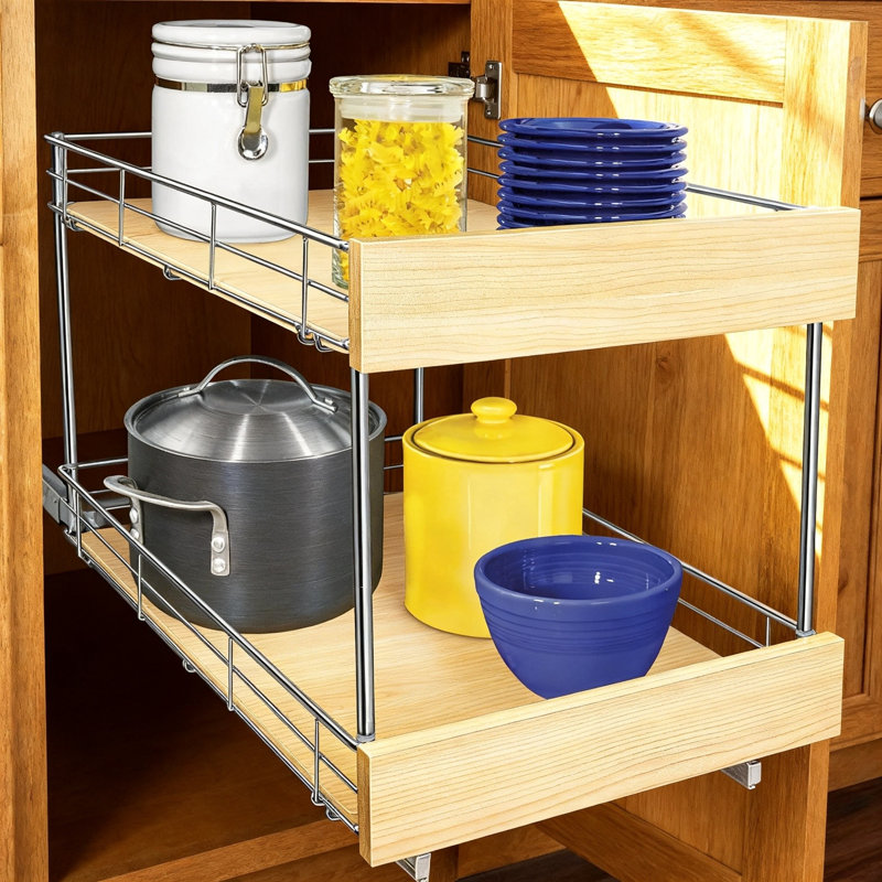 Rangement coulissant pour armoire, tablette coulissante (argent)
