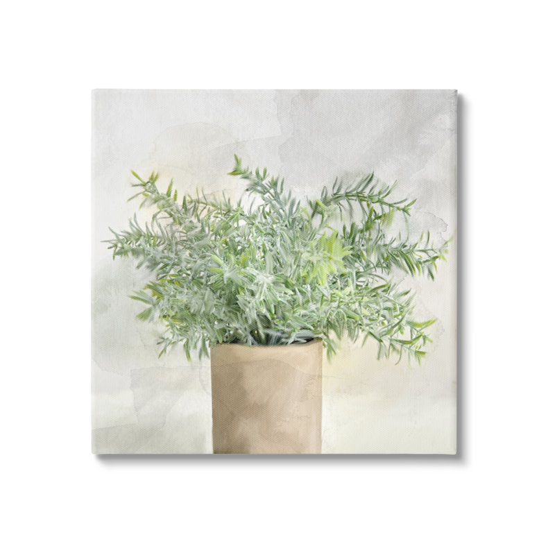 24" Rustic Potted Herb Plant Canvas Wall Art