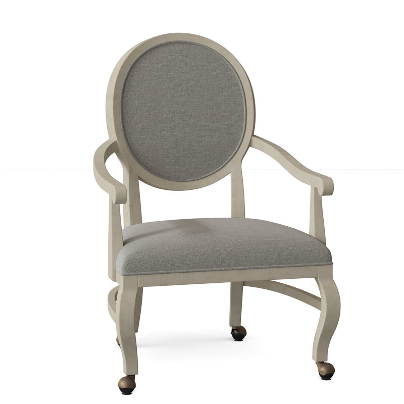 Oakland Upholstered King Louis Back Arm Chair, 8789 Indigo, Almond Buff