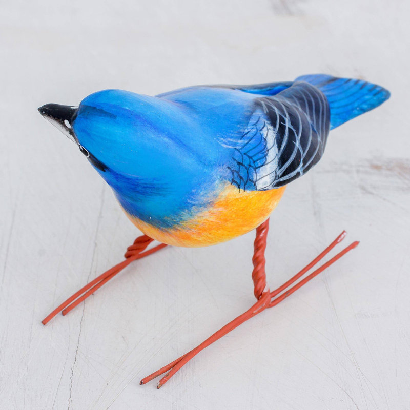Figurine en céramique lazuli bunting