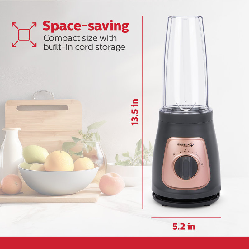 Personal Blender Grey Rose Gold with 25oz Travel Jar, 2 Speeds + Pulse Function, Dishwasher-Safe