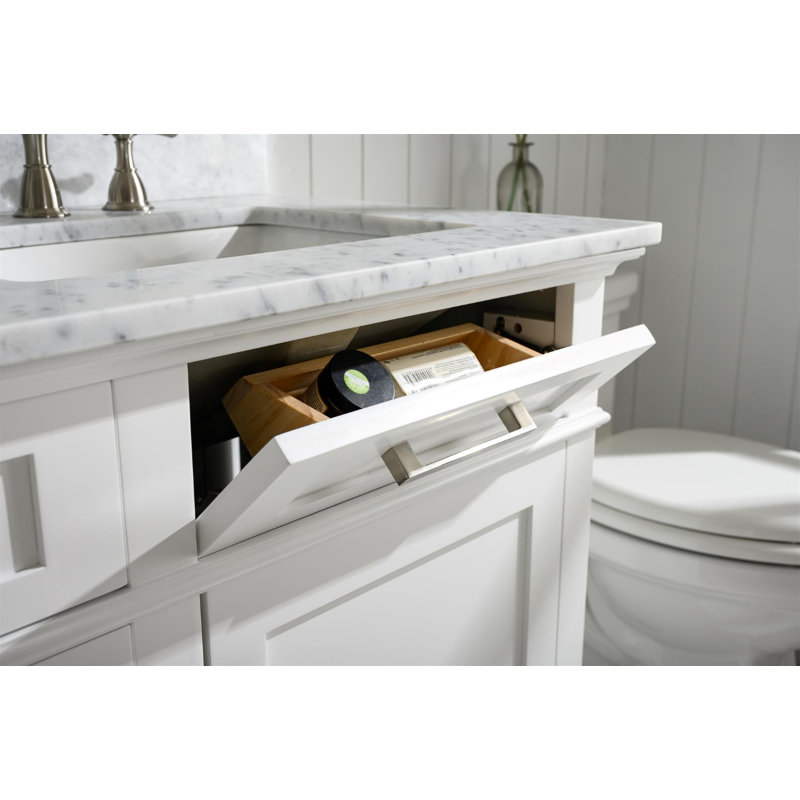 Malcom 60'' Double Bathroom Vanity with Marble Top, White