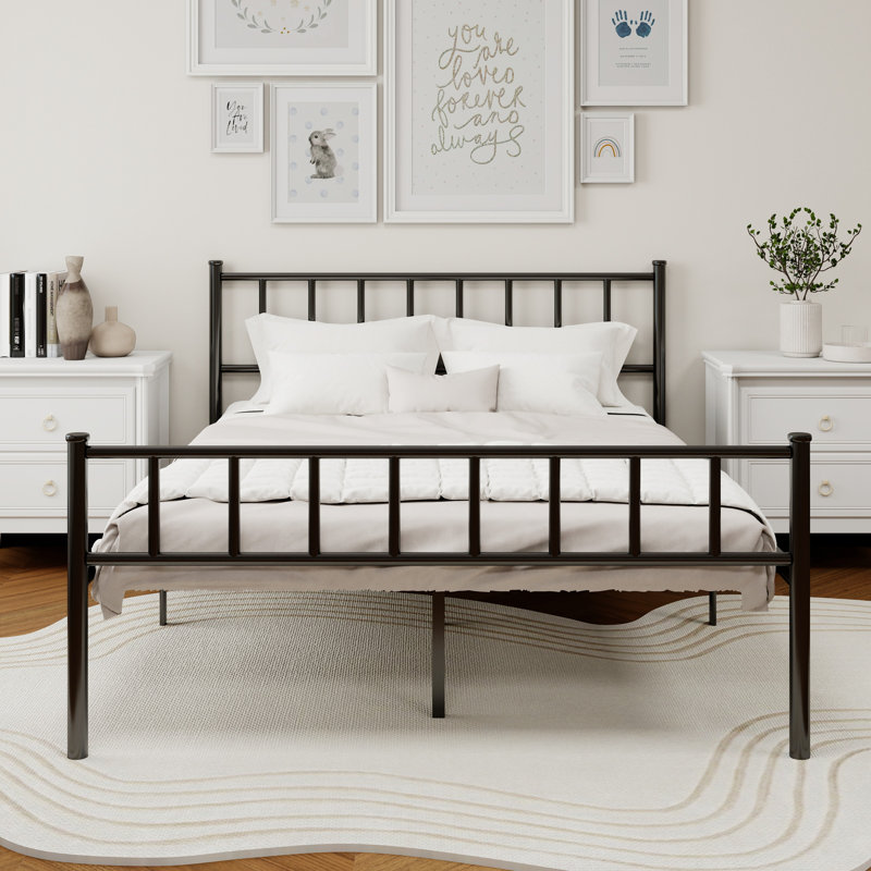 Metal Platform Bed, Black, Queen