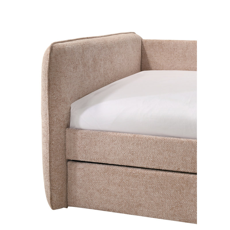 Pull Out Bed, Upholstered Daybed With Pull Out Trundle, Bed Frame With Button Tufted Nailhead Trim, No Box Spring Needed
