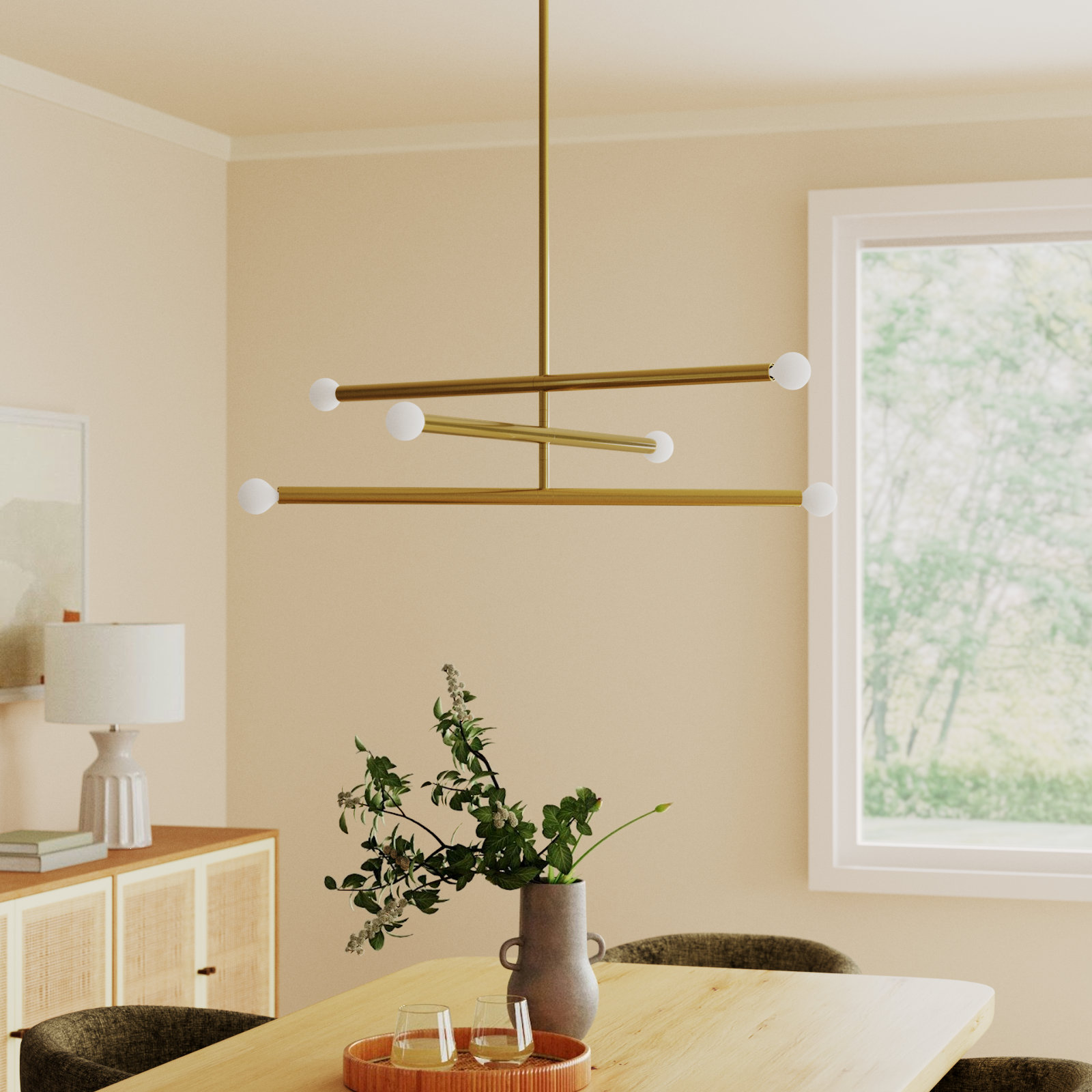 Jamir 6 - Light Dimmable Sputnik Chandelier, Gold