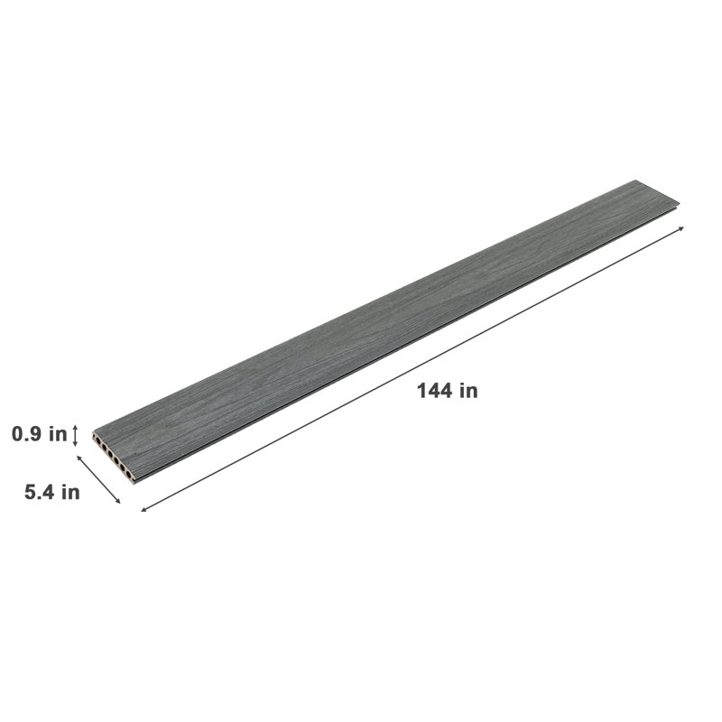 144 planches de terrasse en composite 144 po x 5,4 po (5 pièces) -Inclut les accessoires d'installation, L 144 po x l 5,4 po