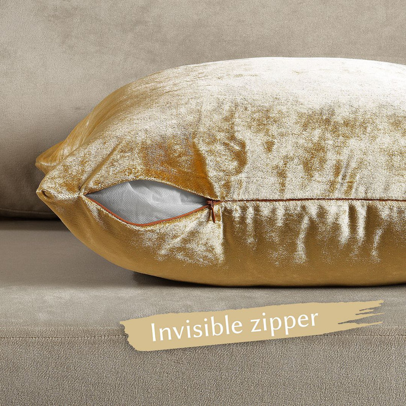 Housse de coussin en velours brillant, Carré de 26 po, Jaune souci