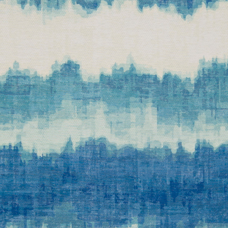 Apopka Watercolor Stripe Ivory and Blue Indoor Outdoor Machine Washable Area Rug, Rectangle 3' x 5'
