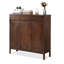 Nut-brown Solid Wood Shoe Storage Bench-2083862100