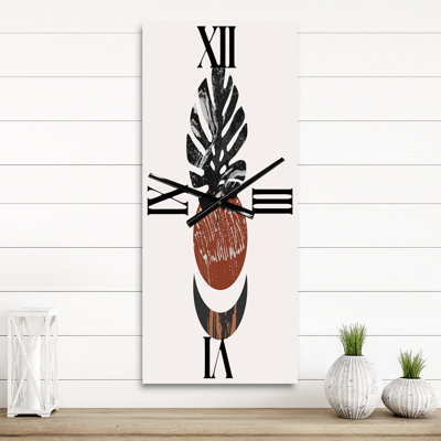 Horloge murale moderne Abstact Minimal Sun Moon & Tropical Palm Leaf II