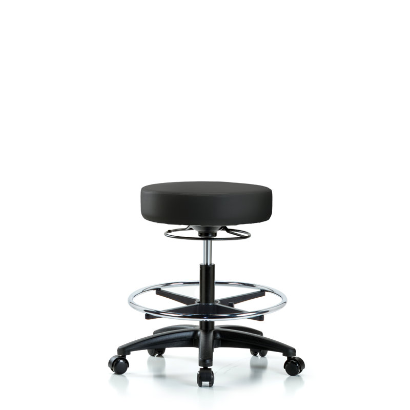 Tabouret de laboratoire Calliope, Noir, Roulettes