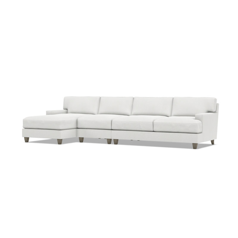 Mila Chaise Sectional, Left Hand Facing, 33.5" H x 131" W x 61" D, White Polyester Blend