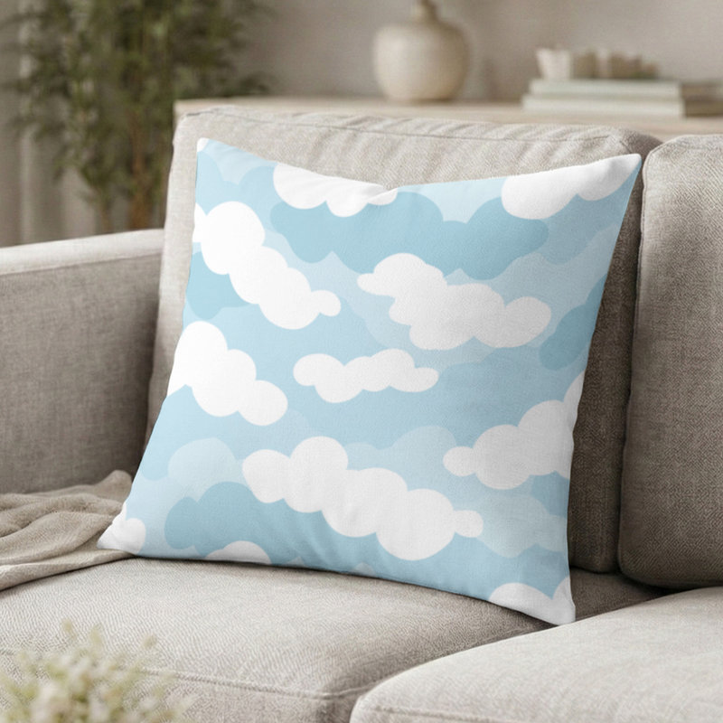 Coussin Boho - Coussin blanc à motif de chevrons, H 18 po x l 18 po
