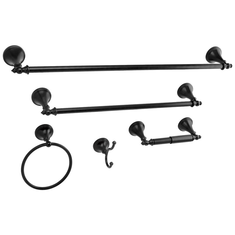 Kingston Brass Naples 5-Piece Bathroom Hardware Set, Matte Black