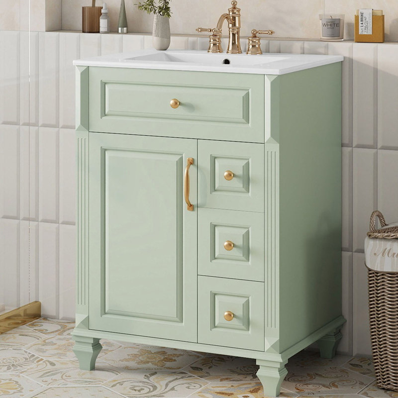 Meuble-lavabo de salle de bain 24 po avec comptoir en céramique Exquise, Green