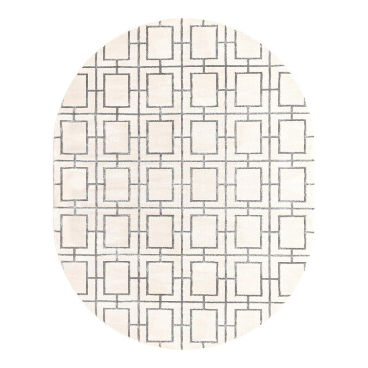 Glam Geometric White Silver Area Rug