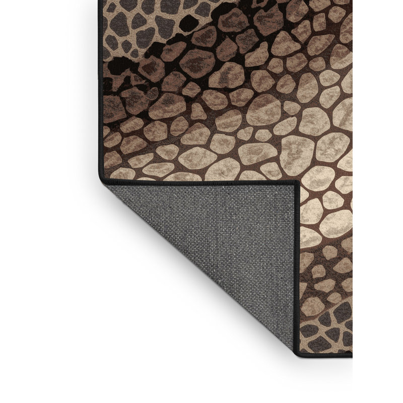 Tapis moelleux moelleux et moderne à motif de foules de concert moderne et contemporain brun - noir, 2 x 4