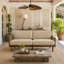 71" Mid-Century Chenille Loveseat Sofa, Rattan Arms and Rubber Wood Legs for Living Room-133661402